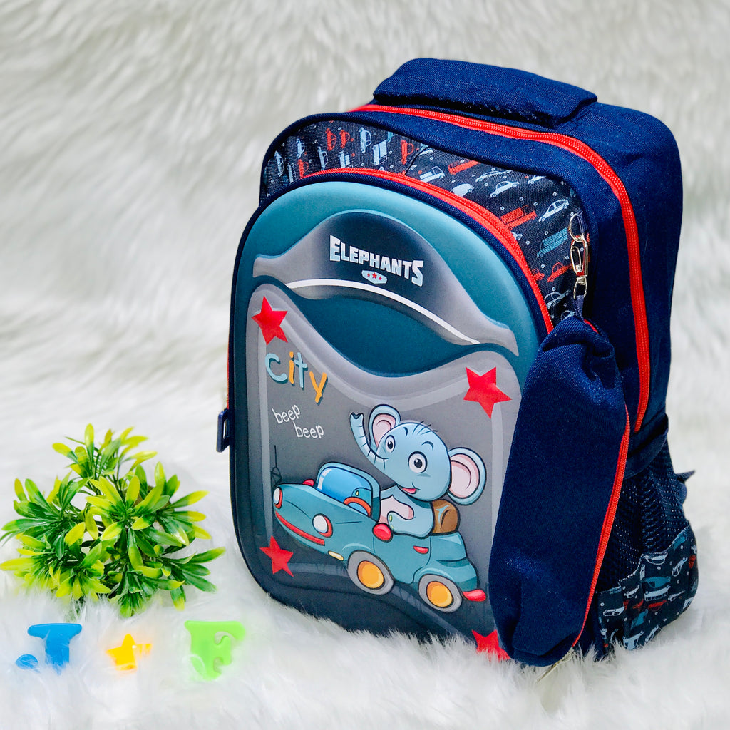 Navy Blue Elephant School Backpack With Pouch Bag 2 Pc BG5541D