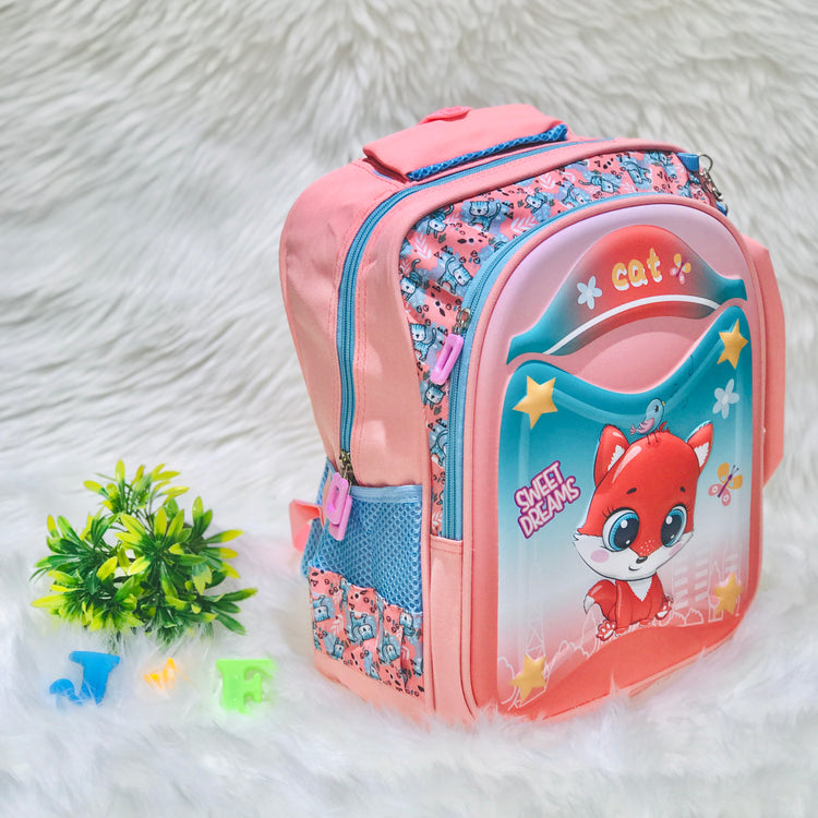 Pink Cat School Backpack With Pouch Bag 2 Pc BG5541C