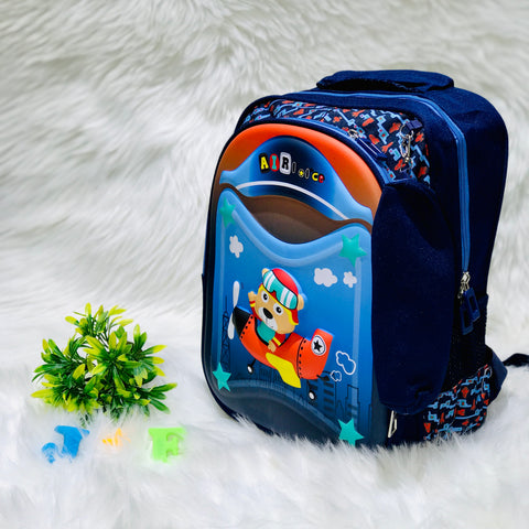 Navy Blue Bear School Backpack With Pouch Bag 2 Pc BG5541B