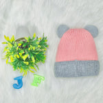 Pink Bear Head Embroidery Winter Woolen Warm Cap CP5072A