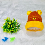 Brown Bear Head Embroidery Winter Woolen Warm Cap CP5072F