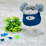 Blue & Gray Bear Knitted Woolen Warm Cap (3-24 Months) CP5080A