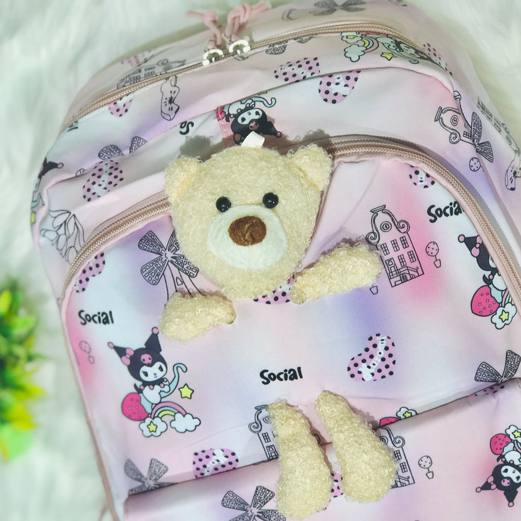 Pink Diaper Bag for Mother Travel - Baby Bear Diaper Backpack Bag BG5547D