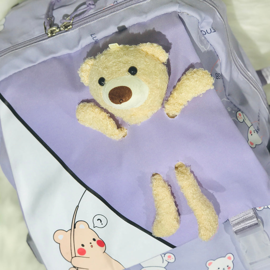 Purple Diaper Bag for Mother Travel - Baby Bear Diaper Backpack Bag BG5548A