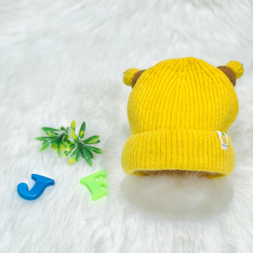 Yellow Winter Baby Fashion Knitted Woolen Warm Cap CP5069D