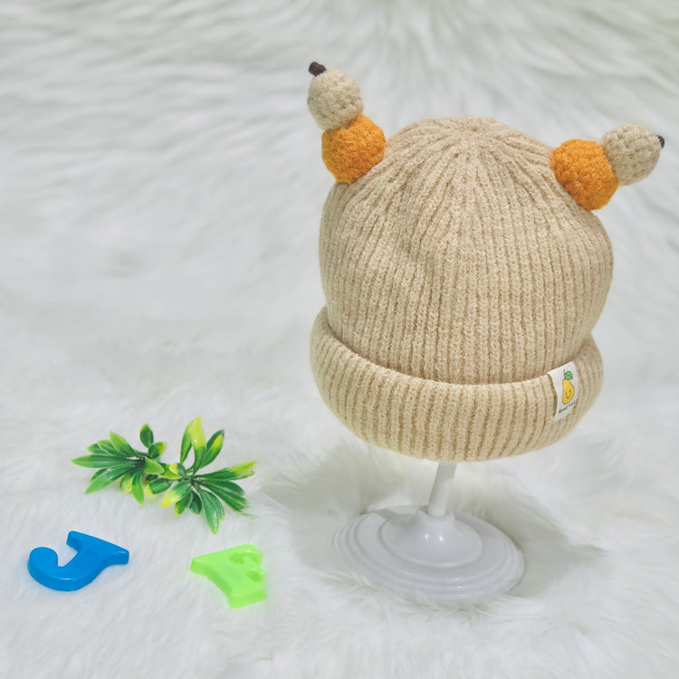 Beige Color Winter Baby Fashion Knitted Woolen Warm Cap CP5069E