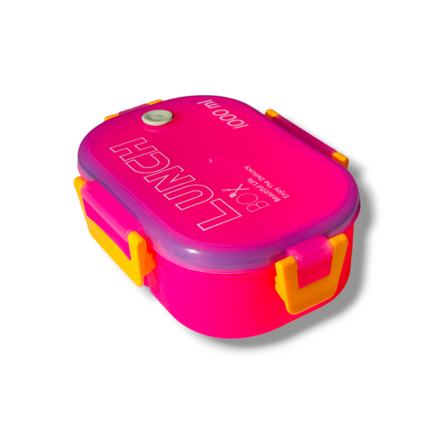 Pink Portable Rectangle Lunch Box With Spoon 1000 ML BCP1053B