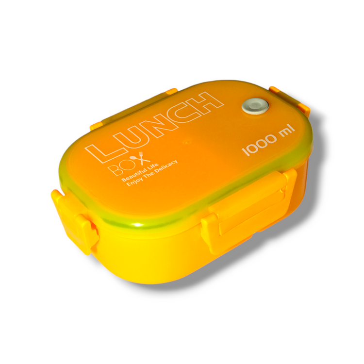 Yellow Portable Rectangle Lunch Box With Spoon 1000 ML BCP1053C