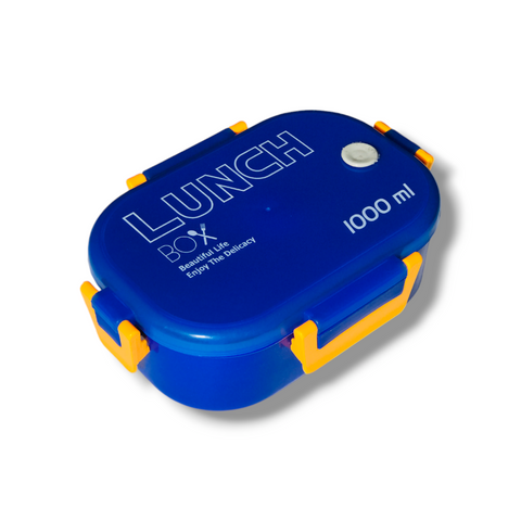 Royal Blue Portable Rectangle Lunch Box With Spoon 1000 ML BCP1053A