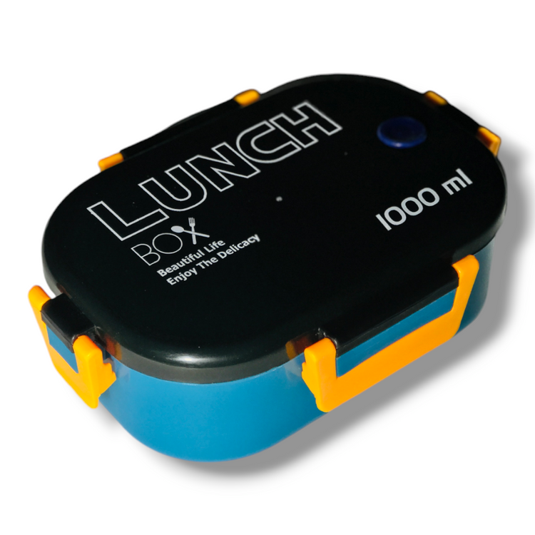 Blue Portable Rectangle Lunch Box With Spoon 1000 ML BCP1052D