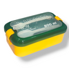 Yellow & Green Portable Rectangle Lunch Box With Spoon Set 800 ML BCP1059B