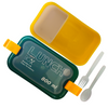 Yellow & Green Portable Rectangle Lunch Box With Spoon Set 800 ML BCP1059B