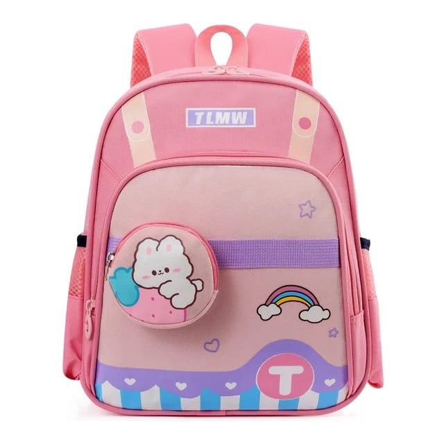 Pink Waterproof Backpack, School Bags for Girls Aged 3-6, 1-2 Grade Student Bags BG5543D