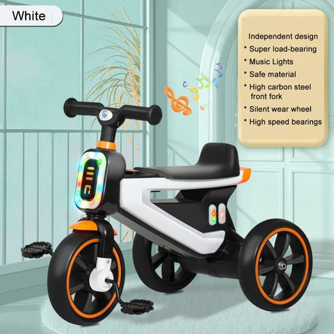 Best-selling White Children's Trolley with Music Lights 2-5 years Old Children's Tricycle BCP1057A