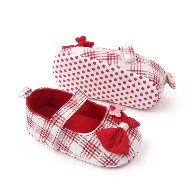 Red Check Soft Sole Booties BTS9004A