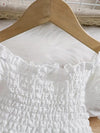 Girls' White New Summer Bubble Sleeve Plain Color Dress with Cute Hat Two-piece Set Princess Dress FD6111F