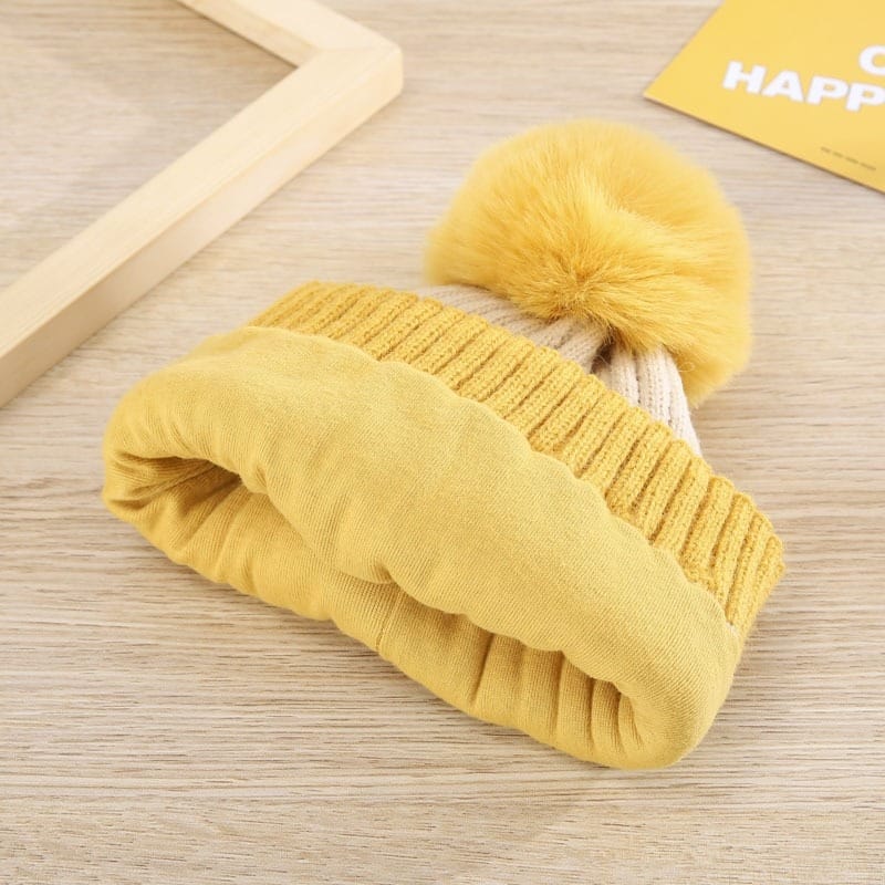 Yellow Warm Hat with Fleece Lining Warm Cap CP5074E