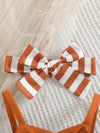 Girls' Strapless Solid Color Top and Striped Triangle Shorts Set FD6122G