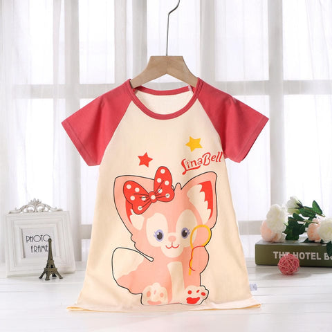 JF Cream Color Lina Bell Girls' nightdress Cotton Korean version T-Shirt TP6060A