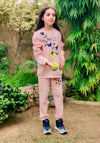 Pink Baby Girl Cute Sequence Butterfly Fashionable Long Sleeve Sports Sweatshirts + Trouser Winter Clothes Set Outdoor Wear TS6412A