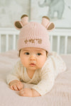T Pink Lovely Creative Knitting Cow Horns Woolen Warm Cap CP5071F