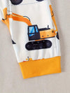 Cartoon Car Print Long Sleeve Round Neck Bodysuit and Hat 2pcs Casual Set, Perfect for Outdoor BS6138C