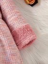 Adorable Girls' Pastel Pink Fluffy Collared Dress - Sweet & Cute, Stretchy Polyester Blend, Perfect for Spring/Fall, Casual Style with Ribbon Detail, Girls Dress FD6127C