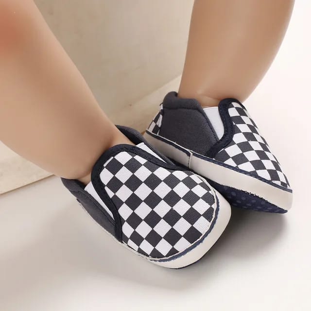 Blue & White Check Booties BTS9044A