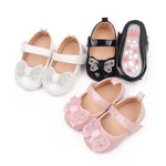 Black Ribbon Bow Solid Color Hook Loop Baby Girls Casual Shoes SH7105B