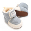 Blue Wool Booties, Ankle High Solid Color Warm Infant Walking Boots, Soft Comfortable Fabric Lined Indoor Outdoor Warm Shoes SH7170B