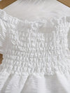 Girls' White New Summer Bubble Sleeve Plain Color Dress with Cute Hat Two-piece Set Princess Dress FD6111F