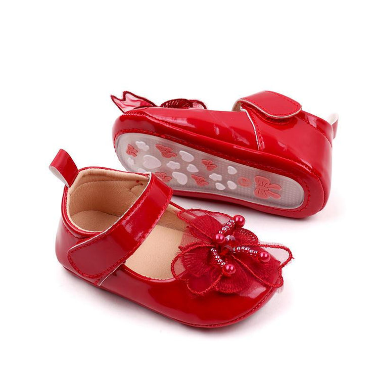 Red New Girls Shoes Spring Autumn Princess PU Leather Shoes Cute Bowknot Toddler Shoes SH7108A