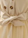 Baby Girls Solid Color Long Sleeve Lapel Elegant Casual Dress FD6092A