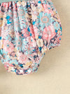 Adorable Summer Floral One-Shoulder Romper with Matching Bow Headband for Baby Girls - Soft Cotton Blend, Machine Washable, Perfect for Outdoor BS6101D
