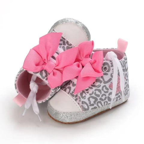 Pink & Gray Laces High Booties BTS9029B