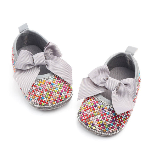 Gray Multi Color Soft Sole Baby Girl Booties BTS9099A