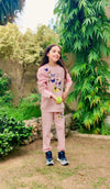 Pink Baby Girl Cute Sequence Butterfly Fashionable Long Sleeve Sports Sweatshirts + Trouser Winter Clothes Set Outdoor Wear TS6412A