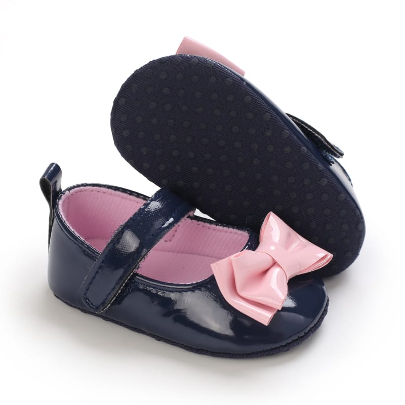 Navy Pink Bow Booties BTS9072C