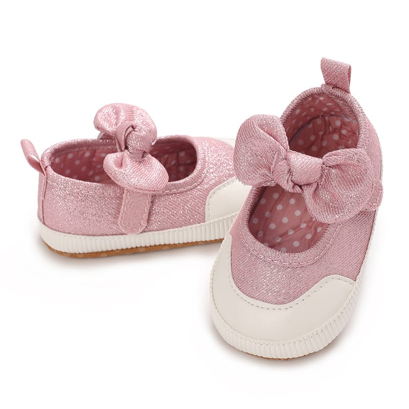 Pink Toddler Baby Girls Bowknot Princess Soft Sole Anti Slip Walking Booties BTS9106B