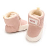 Pink Wool Booties, Ankle High Solid Color Warm Infant Walking Boots, Soft Comfortable Fabric Lined Indoor Outdoor Warm Shoes SH7170A