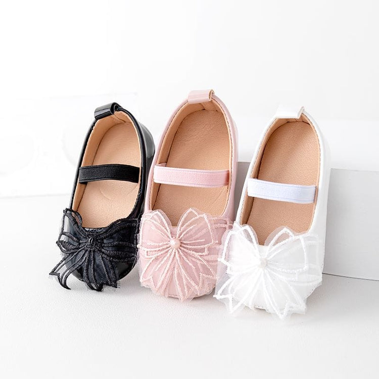 Black Baby Girl High Quality Shinny PU Cute Bowknot Party Shoes SH7107C