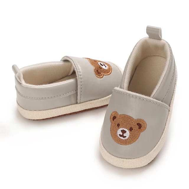 Gray Baby Animal Print Shoes Soft Comfortable PU Cute Bear Booties BST91112A