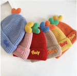 Red Winter Baby Children Double Love Cuffed Knitted Woolen Warm Cap CP5070A