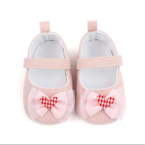 Pink Check Bow Soft Sole Booties BTS9002B