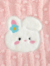 2pcs, Baby Girl's Cute Bunny Embroidery Long Sleeves Warm Plush Top + Versatile Long Pants Co Of Set, Casual Comfy Outdoor Clothes For Fall Winter HJ6208F