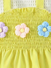 Girls' Summer Cool Fashion 3D Flower Strap Shorts Set, Perfect for Outdoor FD6126C