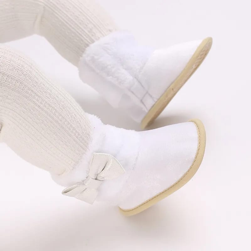 White Baby Girls High-top Warm Winter Shoes SH7126C