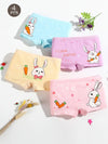 4-Pack Girls' Cotton Cartoon Print Underwear, Soft Breathable Medium Stretch Knit Fabric Boxer Briefs, Regular Fit for Kids US6113E