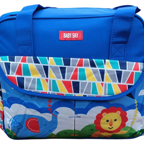 Royal Blue Baby Sky Lion Printed - Diaper Bag with Front Pocket Diaper Travel Bag BG5528C