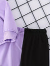 Girls' Two-piece Set with Patchwork Hoodie and Color-blocked Long-sleeved Butterfly Sweatshirt and Color-blocked Patchwork Sweatpants TS6038C